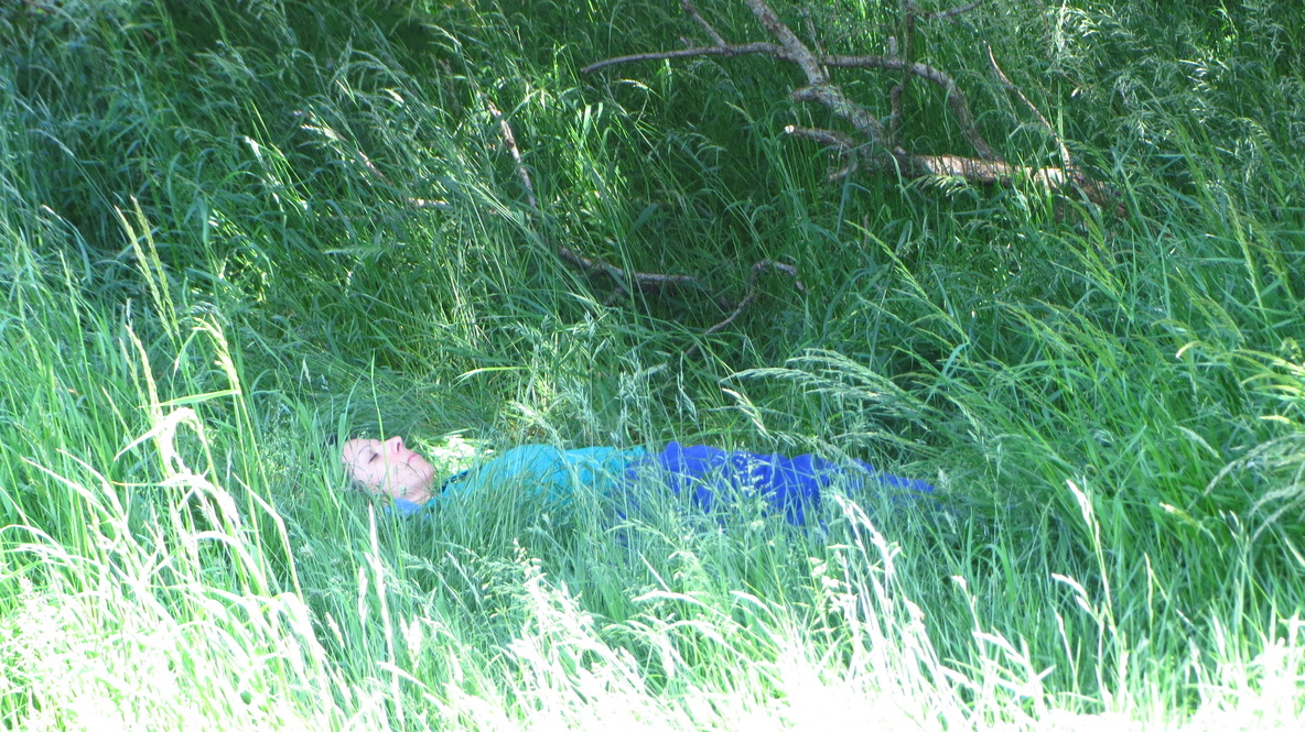 woman lying in long grass